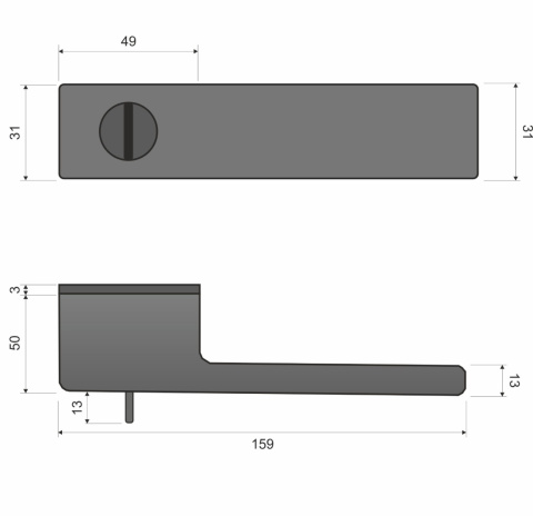 Klamka Milano RT KMNO B00/MG00 B czarna na szyldzie prostokątnym z pokrętłem i ukrytym kluczem Infinity Line