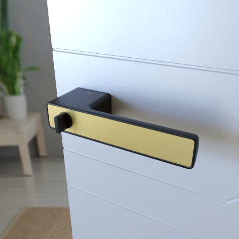 Klamka Milano RT KMNO B00/MG00 B czarna na szyldzie prostokątnym z pokrętłem i ukrytym kluczem Infinity Line