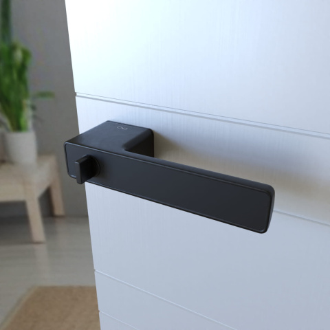 Klamka Milano RT KMNO B00/MG00 B czarna na szyldzie prostokątnym z pokrętłem i ukrytym kluczem Infinity Line