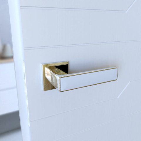 Klamka Concept fit KCF 700/800 chrom/biała na rozecie kwadratowej Infinity Line