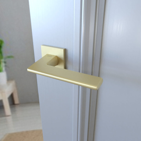 Klamka Shark fit KSH M G00 złoty mat na rozecie kwadratowej Infinity Line