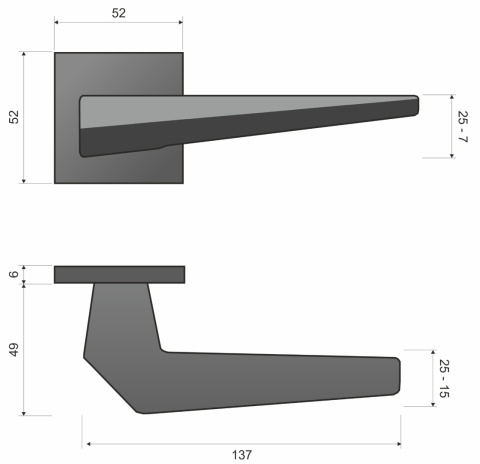 Klamka Ice fit KCE B00 czarna na rozecie kwadratowej Infinity Line