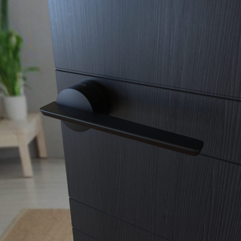 Klamka Gemello KGML B00 czarna na rozecie okrągłej Infinity Line