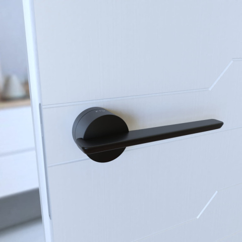 Klamka Gemello KGML B00 czarna na rozecie okrągłej Infinity Line