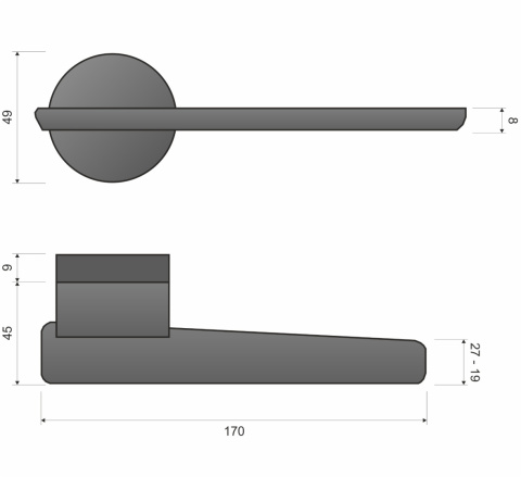 Klamka Gemello KGML B00 czarna na rozecie okrągłej Infinity Line