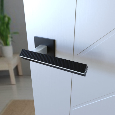 Klamka Carrera KCRA B00/M700 czarna/chrom mat na rozecie kwadratowej Infinity Line