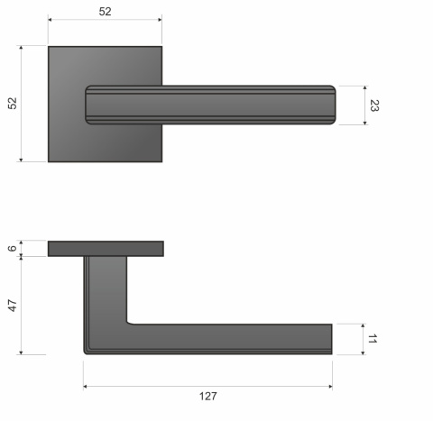 Klamka Florence fit KFL B00 czarna na rozecie kwadratowej Infinity Line
