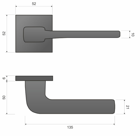 Klamka Solo fit KSO B00 czarna na rozecie kwadratowej Infinity Line