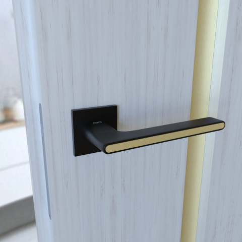 Klamka Ferrara KFRA S B00/MG00 czarna/złoty mat na rozecie kwadratowej Infinity Line