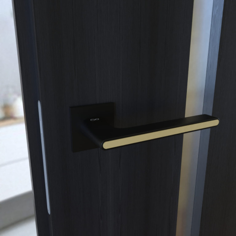 Klamka Ferrara KFRA S B00/MG00 czarna/złoty mat na rozecie kwadratowej Infinity Line