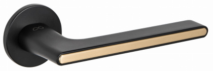 Klamka Ferrara KFRA S O B00/MG00 czarna/złoty mat na rozecie okrągłej Infinity Line