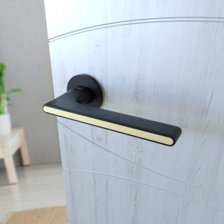 Klamka Ferrara KFRA S O B00/MG00 czarna/złoty mat na rozecie okrągłej Infinity Line