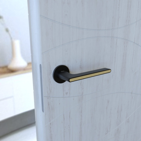 Klamka Ferrara KFRA S O B00/MG00 czarna/złoty mat na rozecie okrągłej Infinity Line