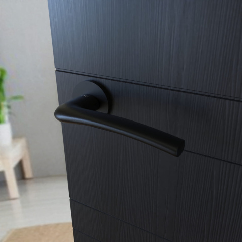 Klamka Vento KVNO S O B00 czarna na rozecie okrągłej Infinity Line