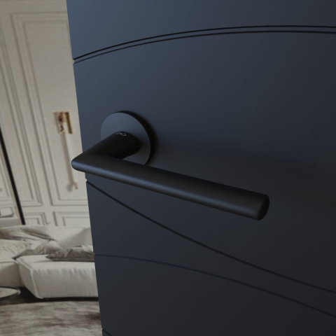 Klamka Eva KEVA O B00 czarna na rozecie okrągłej Infinity Line