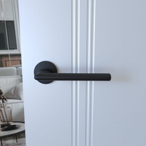 Klamka Eva KEVA O B00 czarna na rozecie okrągłej Infinity Line