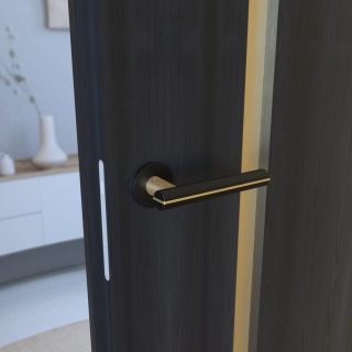 Klamka Capri KPRI B00/MG00 czarna/złoty mat na rozecie okrągłej Infinity Line