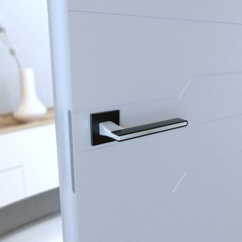 Klamka Nicola KNIC S B00/M700/B00 czarna/chrom mat/czarna na rozecie kwadratowej Infinity Line