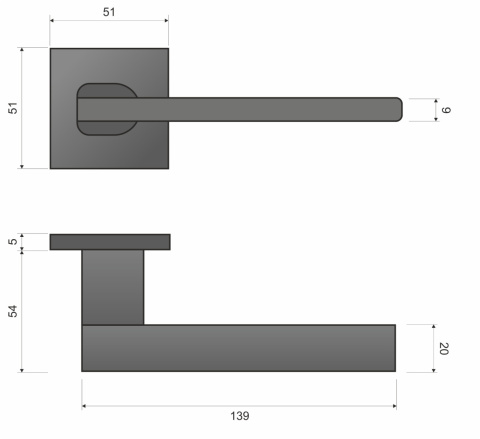 Klamka Nicola KNIC S B00/M700/B00 czarna/chrom mat/czarna na rozecie kwadratowej Infinity Line
