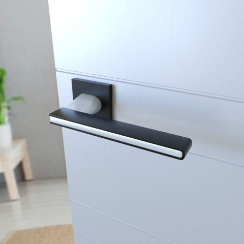 Klamka Nicola KNIC S B00/M700/B00 czarna/chrom mat/czarna na rozecie kwadratowej Infinity Line