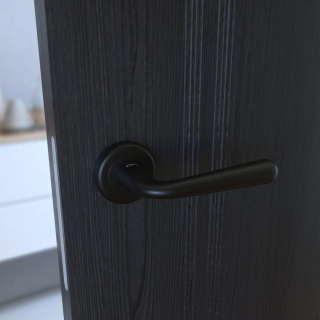 Klamka Lea KLE B00 czarna na rozecie okrągłej Infinity Line