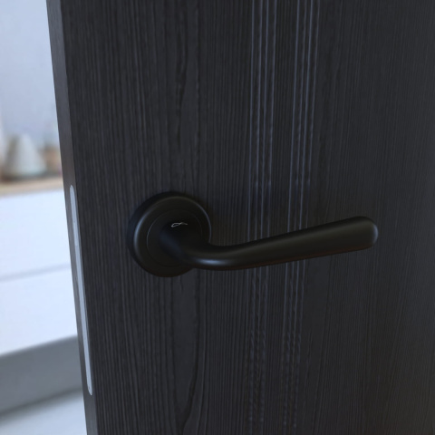 Klamka Lea KLE B00 czarna na rozecie okrągłej Infinity Line