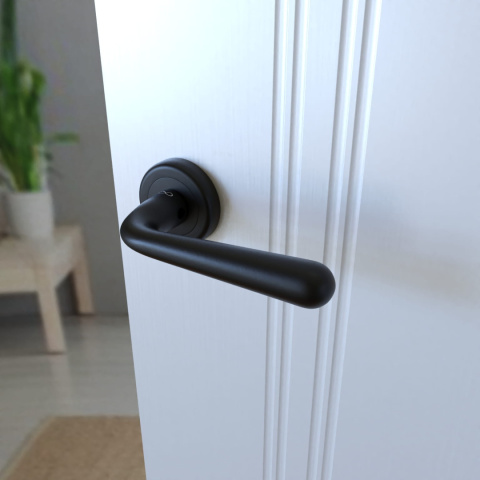 Klamka Lea KLE B00 czarna na rozecie okrągłej Infinity Line