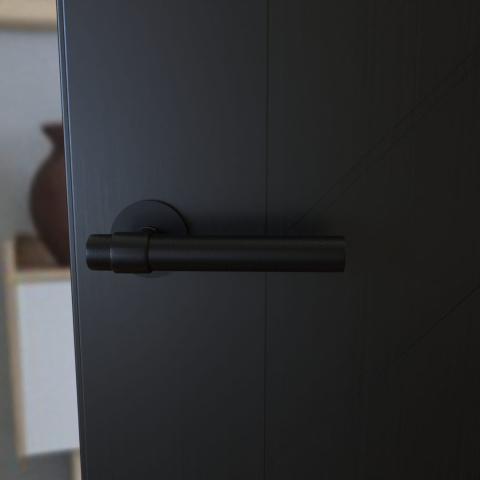 Klamka Ghost KGOS B00 czarna na rozecie okrągłej Infinity Line