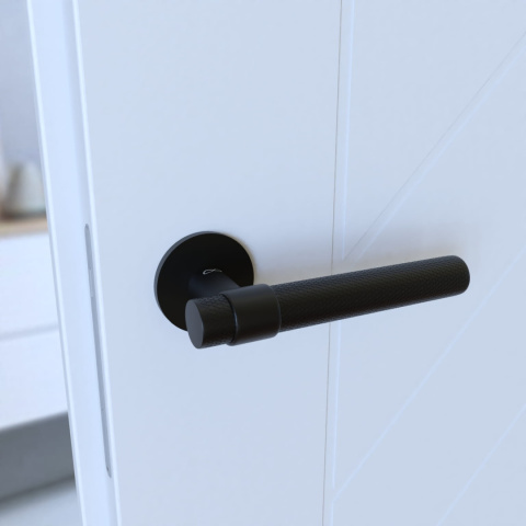 Klamka Ghost KGOS B00 czarna na rozecie okrągłej Infinity Line