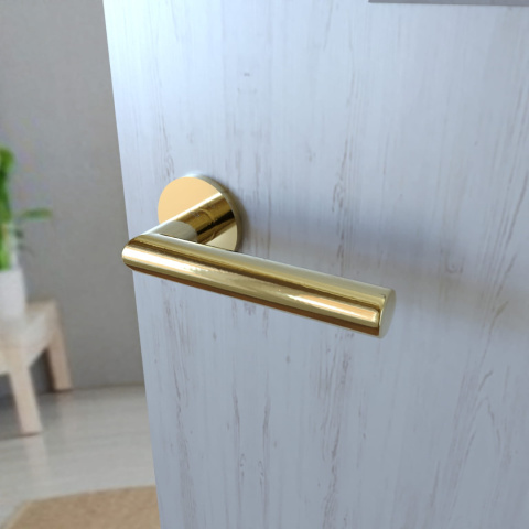 Klamka Ronda fit KRD O G00 PVD złota na rozecie okrągłej Infinity Line