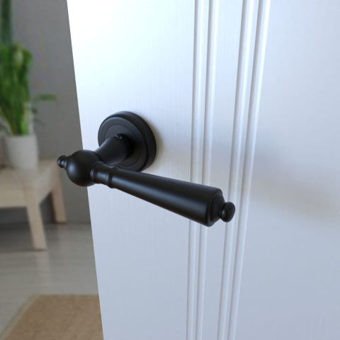 Klamka Millennium KMM B00 czarna na rozecie okrągłej Infinity Line