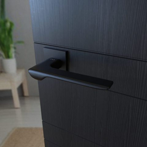 Klamka Linea KLIN S B00 czarna na rozecie kwadratowej Infinity Line