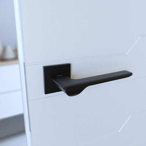 Klamka Linea KLIN S B00 czarna na rozecie kwadratowej Infinity Line