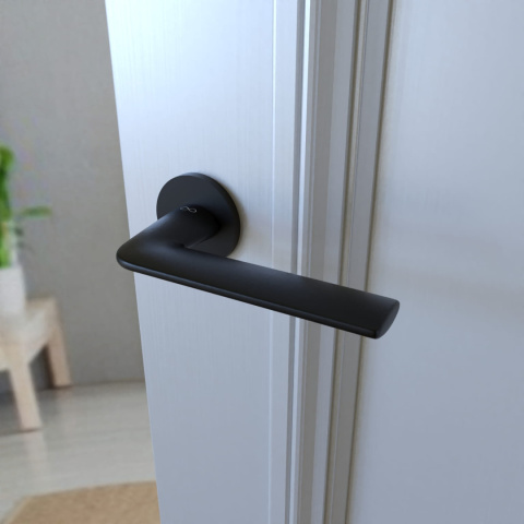 Klamka Stinger fit KSR O B00 czarna na rozecie okrągłej Infinity Line