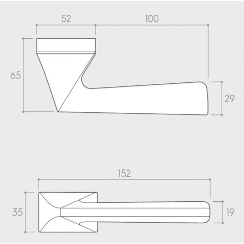 Klamka Impera miedź błyszcząca PVD na rozecie ukrytej prostokątnej Corona