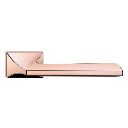 Klamka Impera miedź błyszcząca PVD na rozecie ukrytej prostokątnej Corona