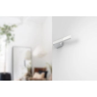 Klamka Maxima chrom błyszczący z wstawką biały połysk na rozecie ukrytej prostokątnej Corona