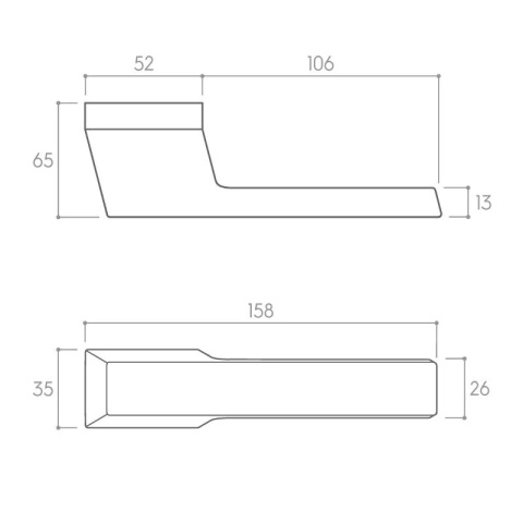 Klamka Maxima mosiądz błyszczący PVD na rozecie ukrytej prostokątnej Corona