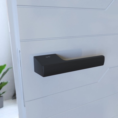 Klamka Bari KBRI B00 czarna na rozecie prostokątnej Infinity Line