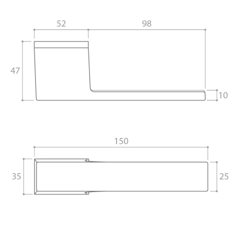 Klamka Optima mosiądz matowy na rozecie ukrytej prostokątnej Corona