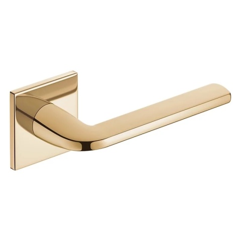 Klamka Scandi Slim mosiądz błyszczący PVD na rozecie kwadratowej Corona