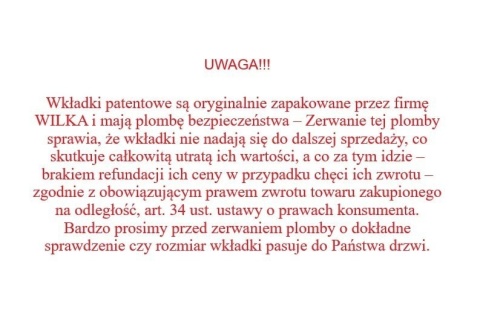 Zestaw wkładek Wilka na jeden klucz 35/65+35/65G klasa B nikiel 5 kluczy