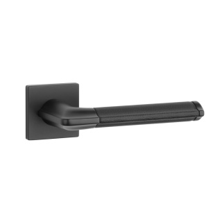 Klamka Aprile Cypresia Q Slim 7mm BK/BLACK LEATHER czarny matowy / czarna skóra na rozecie kwadratowej Enger