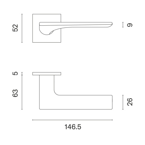 Klamka Aprile Iris Q Super Slim 5mm DSC chrom szczotkowany na rozecie kwadratowej Enger