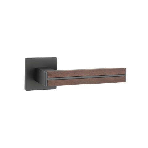 Klamka Aprile Imperata Q Slim 7mm BK/SANDALWOOD czarny matowy / drewno sandałowe na rozecie kwadratowej Enger