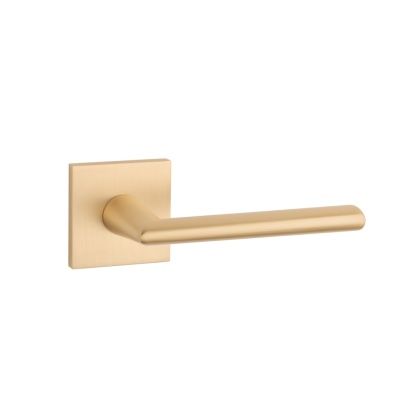 Klamka Aprile Primula Q Slim 7mm GOLD SATIN złoty matowy na rozecie kwadratowej Enger