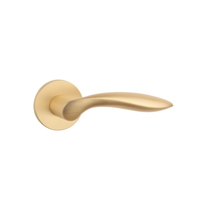 Klamka Stile Pulia R Slim 7mm GOLD SATIN złoty matowy na rozecie okrągłej Enger