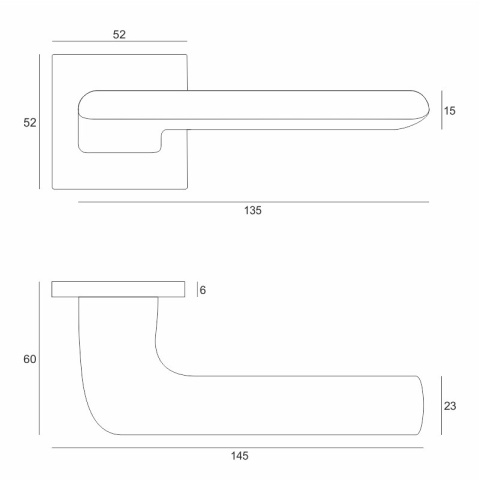 Klamka Divo Q fit złoty-satyna na rozecie kwadratowej VDS