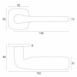 Klamka Flat chrom szczotkowany na rozecie kwadratowej VDS