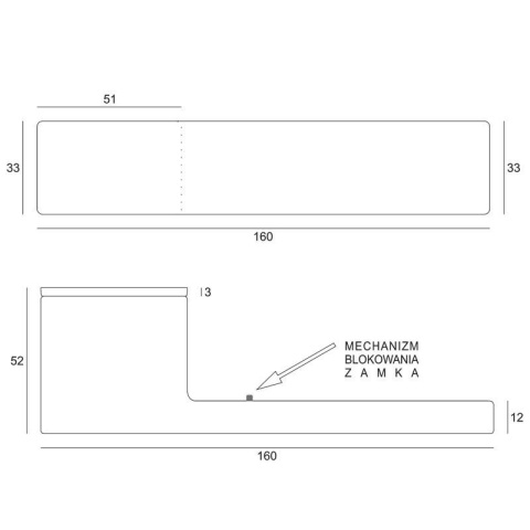 Klamka Imperia z zamknięciem fast2lock czarna na rozecie prostokątnej VDS